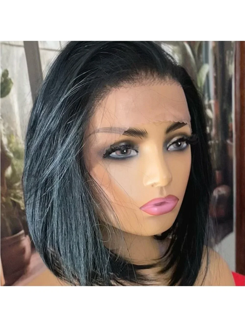 NEW! Free part Lace Front Wig - black angled bob
